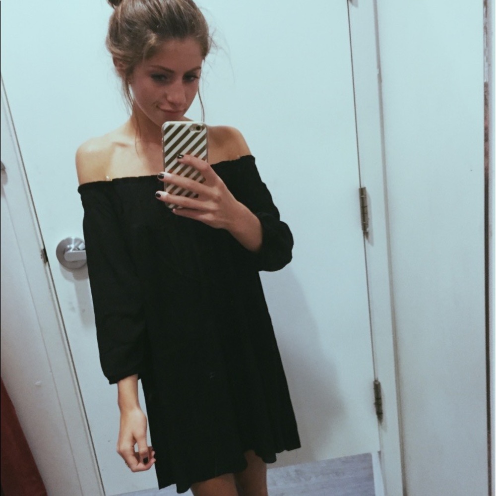 Black over the shoulder dress